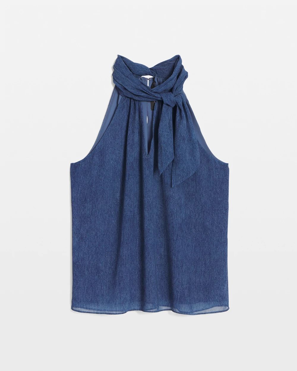 トップス CYDERHOUSE Denim Print Chiffon Halter Top | White House Black Market